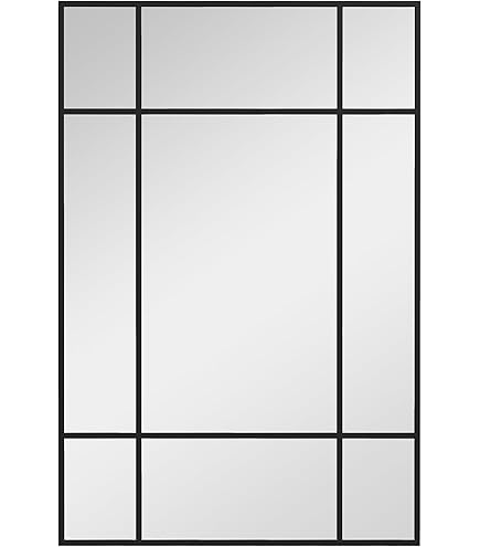 JJUUYOU Grande specchio rustico con cornice in legno specchio da parete 45 x 65 cm rettangolare da appendere specchio da bagno decorazione per bagno camera da letto soggiorno