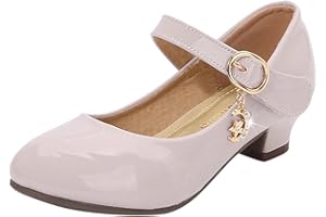 BIJEROU Prinzessin Schuhe Mädchen Stöckelschuhe mit Schnalle Ballettschuhe Lackschuhe mit Absatz Runde Zehenschnalle Kleid Schuhe Mary Jane Schuhe Hochzeitsschuhe Festschuhe Mädchen Pumps