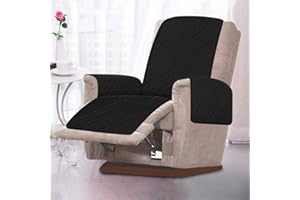 BeerMmay Sesselschoner Sesselauflage Relax mit Armlehnen ​und Taschen Sessel,1 Sitzer/wasserdicht/gepolstert/mit rutschfestem Gurt/sesselüberzug (Schwarz)