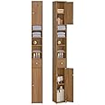 SoBuy 20cm Wide Bathroom Tall Cabinet Cupboard Bathroom Storage Cabinet Dark Wooden Effect W20 x D20 x H180cm BZR34-PF