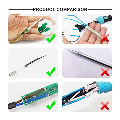Chosure Lötkolben Set einstellbarer Schweißtemperatur 60W 220V, Lötkolben Kit Soldering Iron Set Gesamt-Set 17 Stck - 4