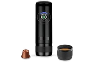 IMONS Macchina Espresso Portatile, 45 ml Macchina da Caffè Automatica da Viaggio per Auto, Ufficio, Campeggio, Nespresso e L'OR Capsule Originali con Batteria Ricaricabile, Nero