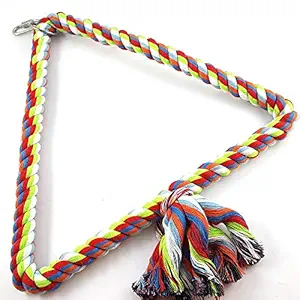 Spoiled Pet Large Triangle Cotton Bird Rope Swing Perch - Made with All Natural Materials - Safe to Climb and Chew - Great for African Grey Parrots, Cockatiels, Parakeets, and Cockatoos