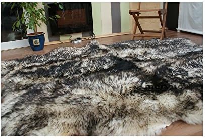 Meryno - Genuine 6 Sheepskin Rug White-black Hand Selected Fluffy A++ - large