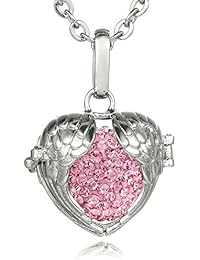 Morella collar de acero inoxidable 70 cm con colgante alas de ángel y bola de resonancia Ø 16 mm para damas en bolsa para joya // disponible en diferentes colores