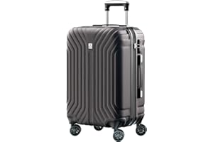 AnyZip Cabin Suitcase Lightweight Durable PC+ABS Hard shell luggage Expandable Hand luggage suitcase with 4 double Wheels Tsa lock，20-inch Gray