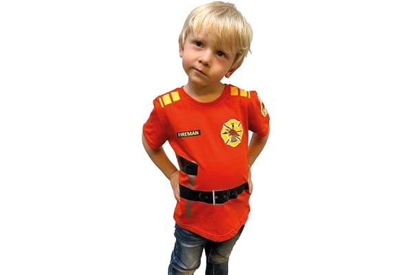 Brandman T-shirt för Barn, Pojkar och Flickor, med Uniformstryck Fram
