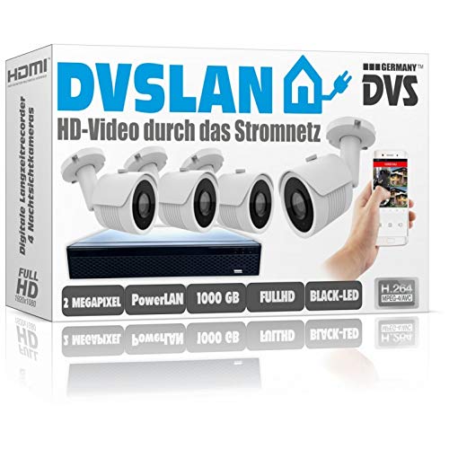 Preisvergleich Produktbild FULLHD Überwachungskamera Set über Stromnetz mit 1000GB Speicher