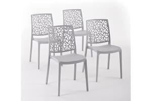 RATTATAN Anna - Chaises en résine renforcée de Fibre de Verre, empilables, Usage intérieur et extérieur (4, Gris Clair)