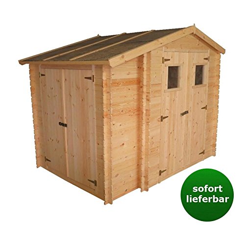 Gartenhaus Graz - 2,56 x 2,00 Meter aus 19mm Blockbohlen mit extra Lagerraum