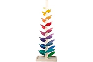 DUVCOYWAE Wooden Rainbow Tree - Music Tree Wooden Marble Run, Toddler Montesoris Stacking Toy With Musical Notes, Colorful Musical Tree Interactive Toy, EducationalToy For Learning & Building Block Fun