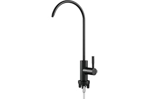 KEOKBON Trinkwasser-Wasserhahn, Wasserfilter-Wasserhahn für Küchenspüle, Wasserreinigungshahn für Umkehrosmose oder Wasserfiltersystem, SUS304 Trinkwasserhahn (kein Warm- und Kaltwasserhahn) Schwarz