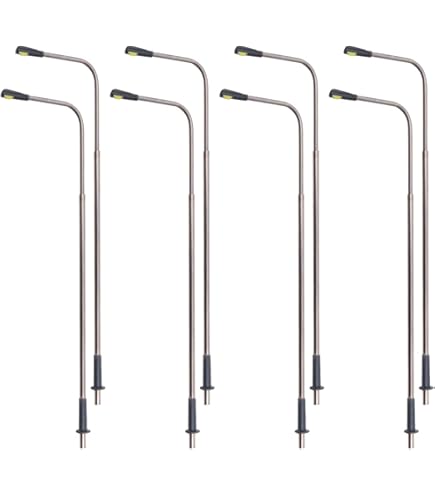 10x Straßenlaternen Spur H0 1:87 - 12V Doppelflammig 95mm Modellbau
