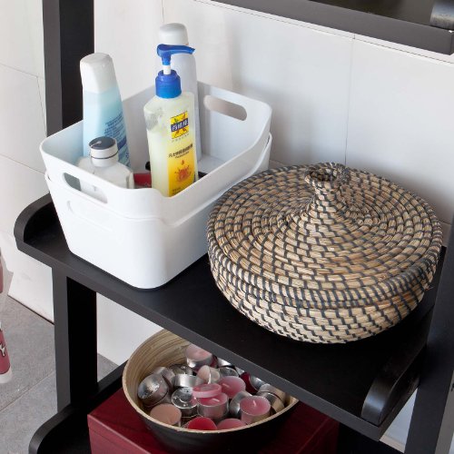 SoBuy® Modernes Leiterregal, Standregal, Bücherregal, Badregal, schwarz, Breit: 56cm,FRG17-SCH - 6