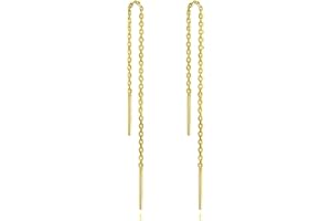 Bellitia Jewelry Boucles D'oreilles Pendantes à Chaîne en Argent Fin 925, Plaqué Or/Or Rose/Rhodium, Gland Boucles D'oreilles Forme Minimaliste pour Femmes Filles