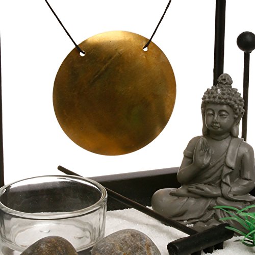 Zen-Garten Buddha mit Gong auf Platte - 2