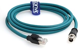 Eonvic Cognex - Cable de alta flexibilidad para cámara industrial Ethernet M12 X tipo 8 pines macho a RJ45 Cat-7e (2 m, azul)
