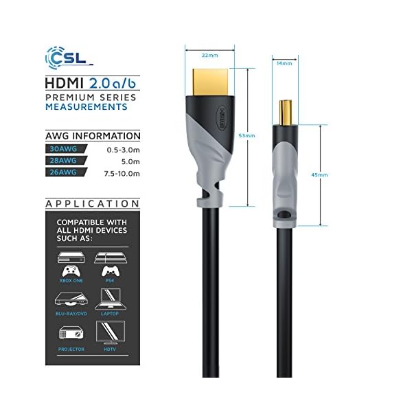 CSL - 0,5m Cable HDMI - Ultra HD 4k HDMI - Alta Velocidad con Ethernet - Full HD 1080p 4K Ultra HD 2160p 3D ARC y CEC… - Image 5