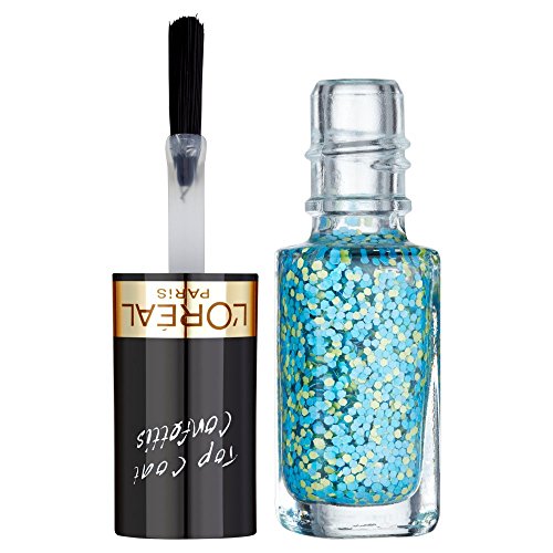 L’Oréal Paris Color Riche Le Vernis Top Coat Confettis Glitzer Nagellack / Glänzender Überlack mit Schimmereffekt in Grün und Blau / 9828 Confetti Blue / 1 x 5ml - 2