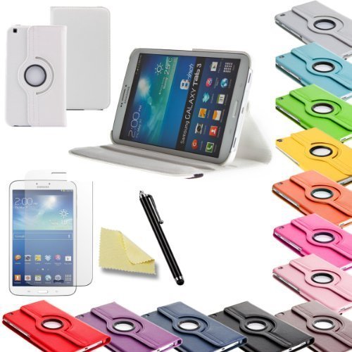 3in1 SET Tab3 8.0 360° Schutzhülle + Folie + Pen Samsung Galaxy Tab 3 8.0 SM-T310 T311 T315 Tasche Etui (Weiß)