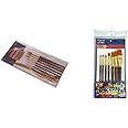 Camel Paint Brush Series 66 - Round Synthetic Gold, Set of 7 with Camel Paint Brush Series 67 - Flat Synthetic Gold, Set of 7