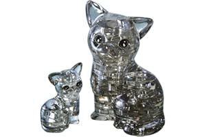 Crystal Puzzle | 3D Katzenpaar Schwarz | Transparentes Design | 49 Teile | Bausatz für Kinder und Erwachsene | HCM Kinzel