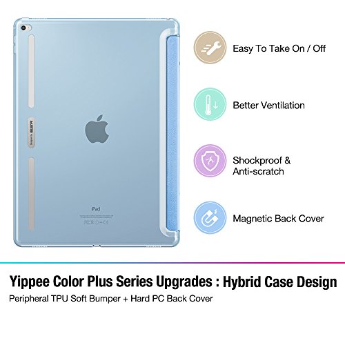iPad Pro 12.9 (2015 Moell) Hülle, ESR® Auto Schlaf/Aufwachenen Funktion PU Ledertasche mit Translucent Rücken Abdeckung (Silikon Rahmen + Hart PC Zurück) mit Kühlloch Schutzhülle für iPad Pro 12.9 (Blau) - 6