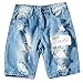 Produktbild MNRIUOCII Herren Sweat Shorts Jeansshorts Kurzhose Jeans Bermuda Denim Sweatpants Cargo Jogging Loch Jeanshosen Vintage Cargohose Freizeitsport Kurze Hose
