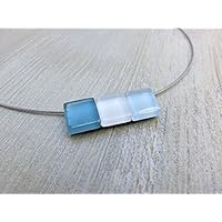 Glas-Designer-Schmuck für Damen Kette in weiß türkis hellblau Handmade Modeschmuck Kette mit Anhänger