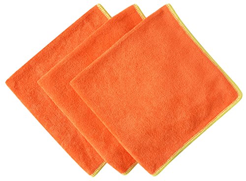 Sinland Mikrofaser Glastuch Gläser Poliertücher Keine Schlieren Kratzfrei 3 Stück Orange 40cmx40cm