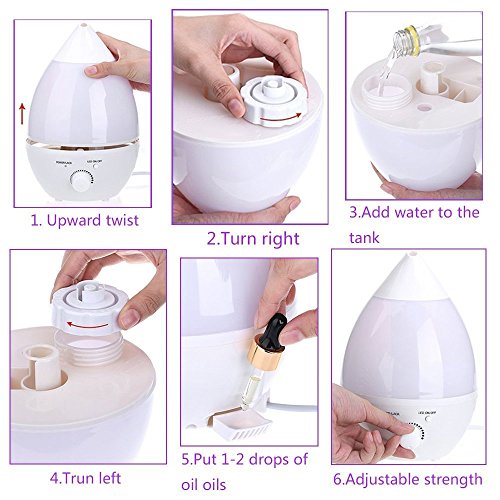 Ogima® 1.3L Kapazität kühlen Nebel Aromatherapie Luftbefeuchter Aroma Diffuser mit 7 Farben -Ändern LED-Leuchten - 3
