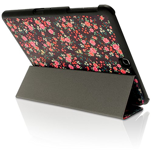 igadgitz ‚Designer Kollektion‘ Pink Rosen Blumen PU Ledertasche Hülle Smart Cover für Samsung Galaxy Tab S2 9.7″ SM-T810 mit Multi-Winkel Betrachtungs + Auto Sleep/Wake + Displayschutzfolie - 5