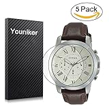 youniker 5 Pack Fossil FS4735 Displayschutzfolie, Fossil Displayschutzfolie Folien für Fossil FS4735 Grant Armbanduhr CRYSTAL CLEAR HD, kratzfest, keine Fingerabdrücke, blasenfrei Film