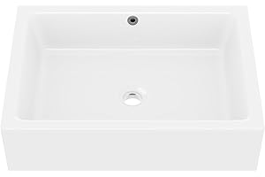 Eridanus Rechteckiges Waschbecken für Badezimmer, quadratisches Keramik-Gefäß-Waschbecken, Glasporzellan, Waschbecken, Waschbecken für Waschtisch, Waschtisch, Weiß glänzend – 510 x 370 x 155 mm