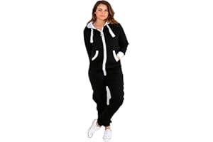 Parsa Fashions ® Womens Plain Zipper Onesie Ladies Onepiece All in One Hooded Zip Up Overall Jumpsuit Playsuit S-XL 8-16