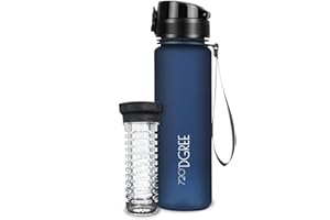 720°DGREE Butelka na wodę "uberBottle" + sitko do owoców - 350 ml, 500 ml, 650 ml, 1l, 1,5 l, 2 l, nie zawiera BPA, wodoodporna, szczelna, wielokrotnego użytku, lekka, idealna do szkoły, sportu,