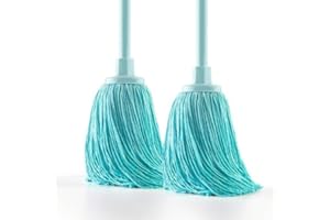 DIVINE GENIUS Blue Dolphin - Pack 2 fregonas de Microfibra reciclada Super absorbentes con Rosca Universal Cabezal Extragrande 22 cm sostenibles y Resistentes para Limpieza de Suelos y hogar