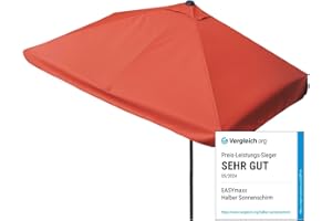 EASYmaxx Sonnenschirm 'Balkon/Terasse rechteckig' | Lässt sich passgenau an der Wand platzieren | Mit praktischer Handkurbel, UV-Schutz 40+ | 230 x 140 cm [Sommerliches Terrakotta]