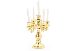 Odoria 1/12 Miniatura Candelabro de 5 Ramas, Color Dorado Decorativo para Casa de Muñecas