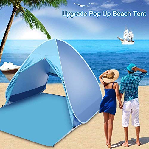 Pulnda Cremallera Tienda de Playa Desplegable Instantánea Familiar y Portátil Resistente al Sol Ultravioleta para 2 o 3 Personas - Con FPS 50+ para Protección Solar UV