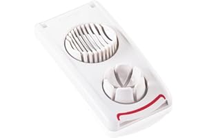 ‎LEIFHEIT Leifheit Eierschneider Combi ComfortLine-Serie mit 3 Funktionen, Champignonschneider schneidet sauber und exakt, Küchenhelfer zum Schneiden von Eiern, Pellkartoffeln, rostfreier Schneidedraht, weiß