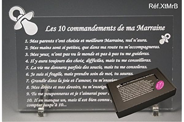 10 Commandements - Tototte texte Baby - Cadeau Baptême & Communion (1 Marraine)