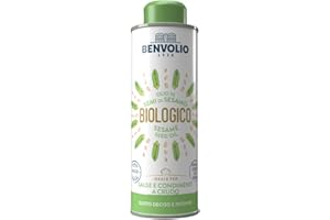 Olio di Sesamo Biologico Spremuto a Freddo Crudo - BENVOLIO 1938 | 250 ml - Olio di Sesamo Alimentare per cibo Giapponese cibo Cinese cibo Coreano e Olio Massaggio Professionale Ayurveda SESAME OIL