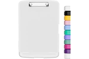 Hnogri Kunststoff-Klemmbrett mit Aufbewahrung, Hochleistungs-Clips, Klemmbrett-Aufbewahrungsbox, geringes Gewicht, glattes Schreiben für die Arbeit, Größe 14 x 9,6 x 1,2 Zoll (Weib)