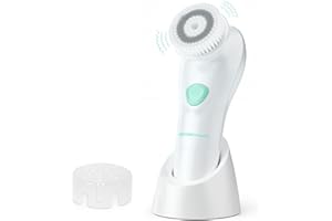 TOUCHBeauty Gesichtsreinigungsbürste für Männer und Frauen, Gesichtsreiniger mit 3 Bürstenköpfen für Peeling, Massage und Tiefenreinigung, batteriebetrieben AG-1487(Weiß)