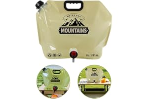 Sbomi Tanica Per Acqua Pieghevole 8L,Serbatoio Dell'Acqua Con Rubinetto, Riutilizzabili Taniche Contenitori Pieghevoli Per Acqua, Sacco D'Acqua Per Campeggio Picnic Viaggi Escursioni (Bianco)