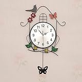 WIHY Stille Seiko Wanduhr Quarz Batterie Mode der Alten Uhr Wohnzimmer Garten Schaukel Vogel Präzision Quartz Clock Home Wanduhr
