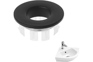 VESTORYYER Black Brass Basin Sink Overflow Cover, Basin Sink Overflow Rings Replacement Insert Hole Trim Cap Ring Bathroom Kitchen Black Brass Basin Drain Cover Hole Insert in Round Sink Hole Caps for Bathbub