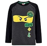 Top aktuelles Design LEGO Ninjago Langarmshirt Jungen Lang (Grau-Schwarz, 122-128)