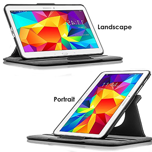 ForeFront Cases® Neue Leder Drehbar Hülle / Tasche / Case / Cover für Samsung Galaxy Tab 4 10.1 T530 – Rundum-Geräteschutz und intelligente Auto-Sleep-Wake-Funktion mit 3-JAHRES-GARANTIE VON FOREFRONT CASES – inkl. Eingabestift und Displayschutz - 2